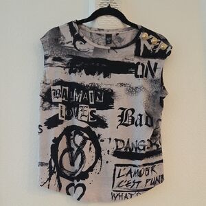 Balmain Graphic Muscle Tee - Black and Gray